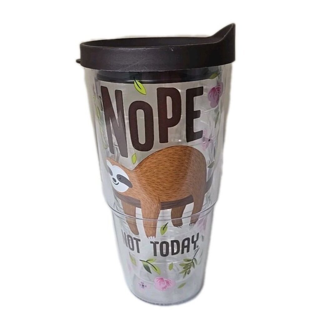 Tervis Sloth Nope Not Today 24 Ounce Tumbler With Brown Lid